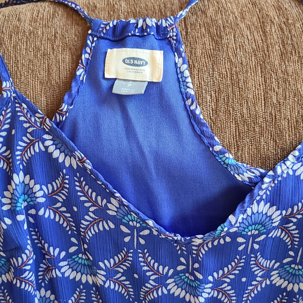 Blue with pink flowers summer dress